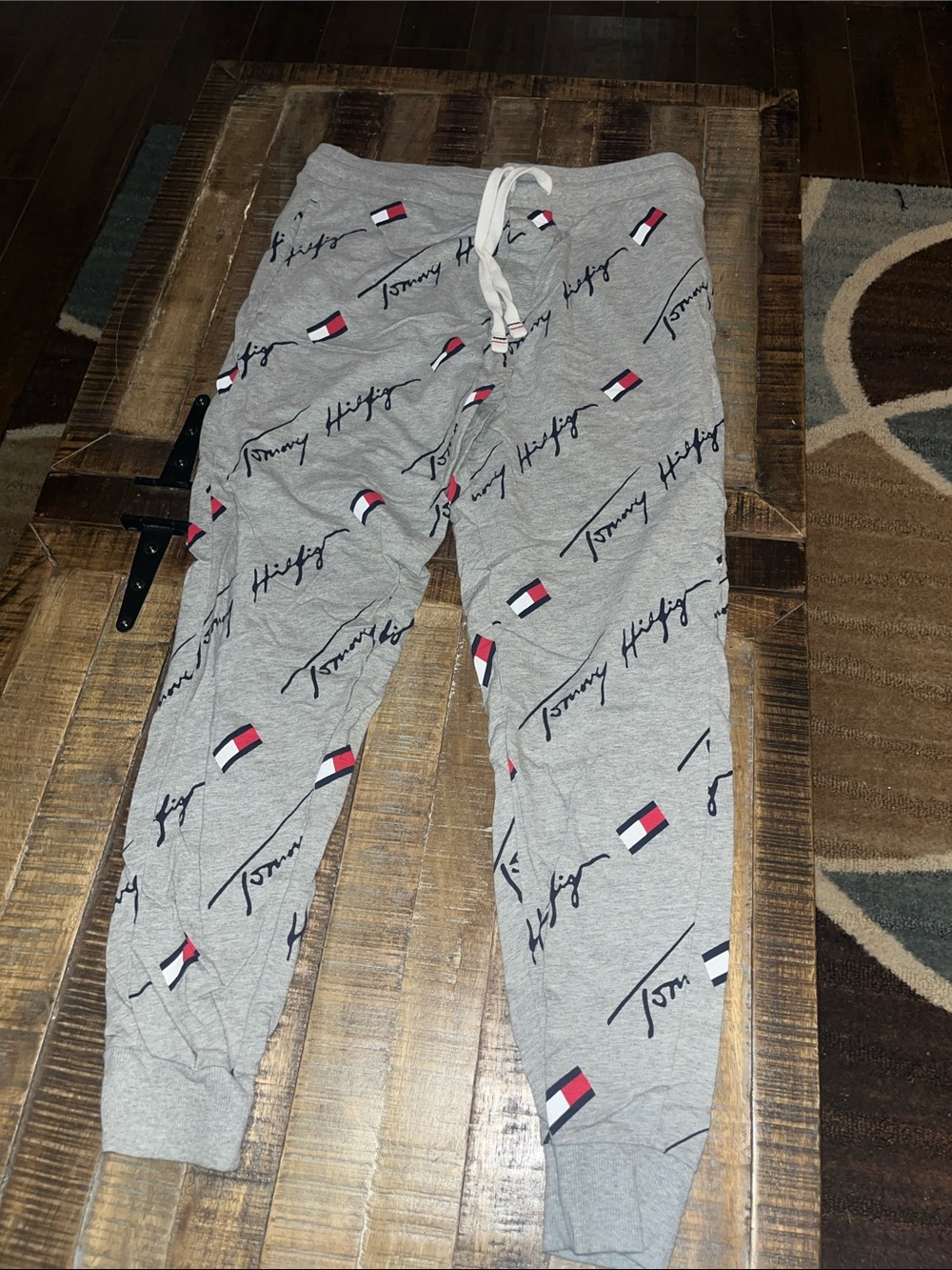 Tommy Hilfiger Gray lounge pants with Red, White & Navy Logo Print
